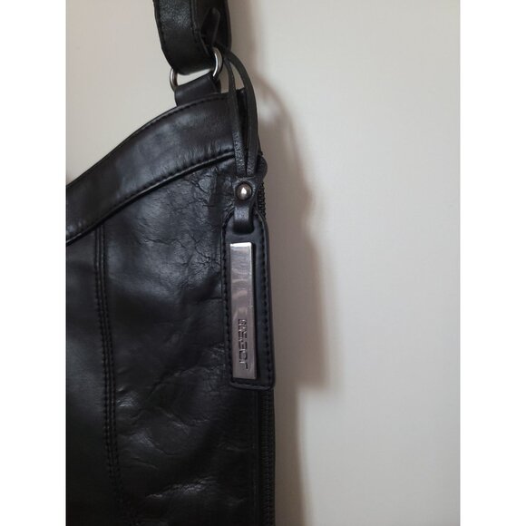 Joe's Jeans Skylar Black Leather Expandable Crossbody Bag Purse - Picture 6 of 9